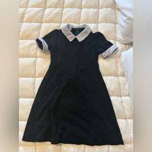 Black Dress with White Collar and Cuffs